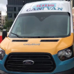 Front view of the Kids! Can Van
