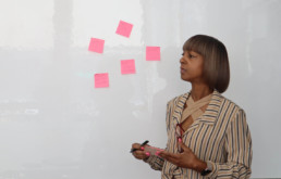 Deanna Alexander working on her strategy for her business at the bootcamp.