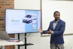 Kwane Watson, CEO of Kare Mobile Inc, discussing mobile dentistry at the bootcamp.